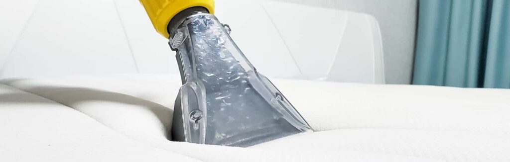 This is a photo of a mattress being steam cleaned works carried out by Belsize Park Carpet Cleaning Solutions